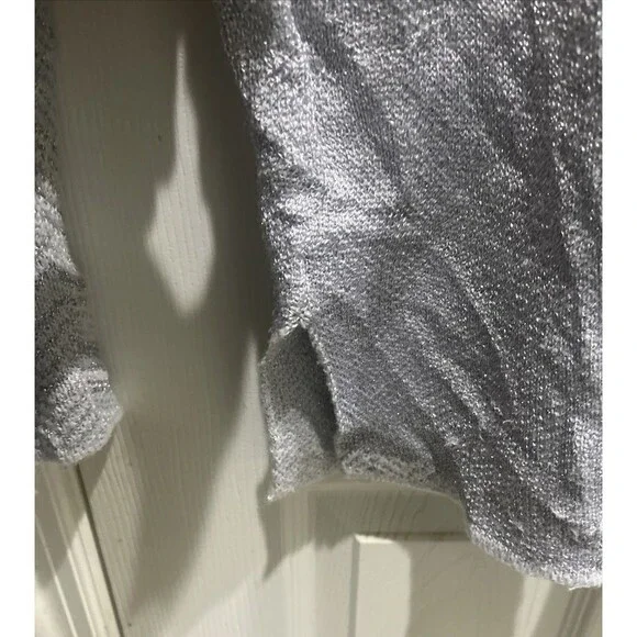 Vera Wang SimplyVera  Womens Sweatshirt XL Silver Gray Metallic - Picture 6 of 6